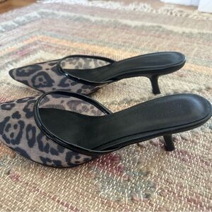Mesh leopard kitten heels